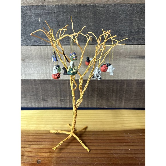 Orange Mini Halloween Tree With Ornaments 10” - Picture 1 of 4